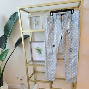 Mink Pink Polka Dot Distressed Jeans Women's Size Small
